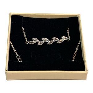 CZ Leaf Link Bracelet Silver Tone Dainty Adjustable Sewyer Jewelry